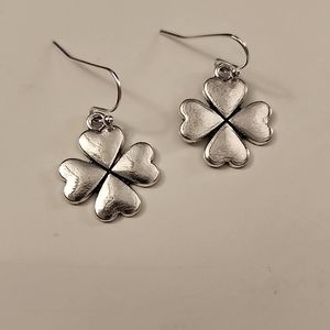 Authentic Sterling 925 Silver posts  Four leaf Clover  Dangle